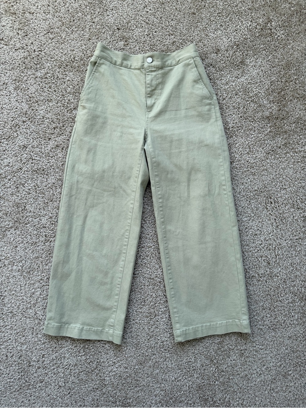 Oak + Fort Wide Leg Crop Pants Moss Grey Size S